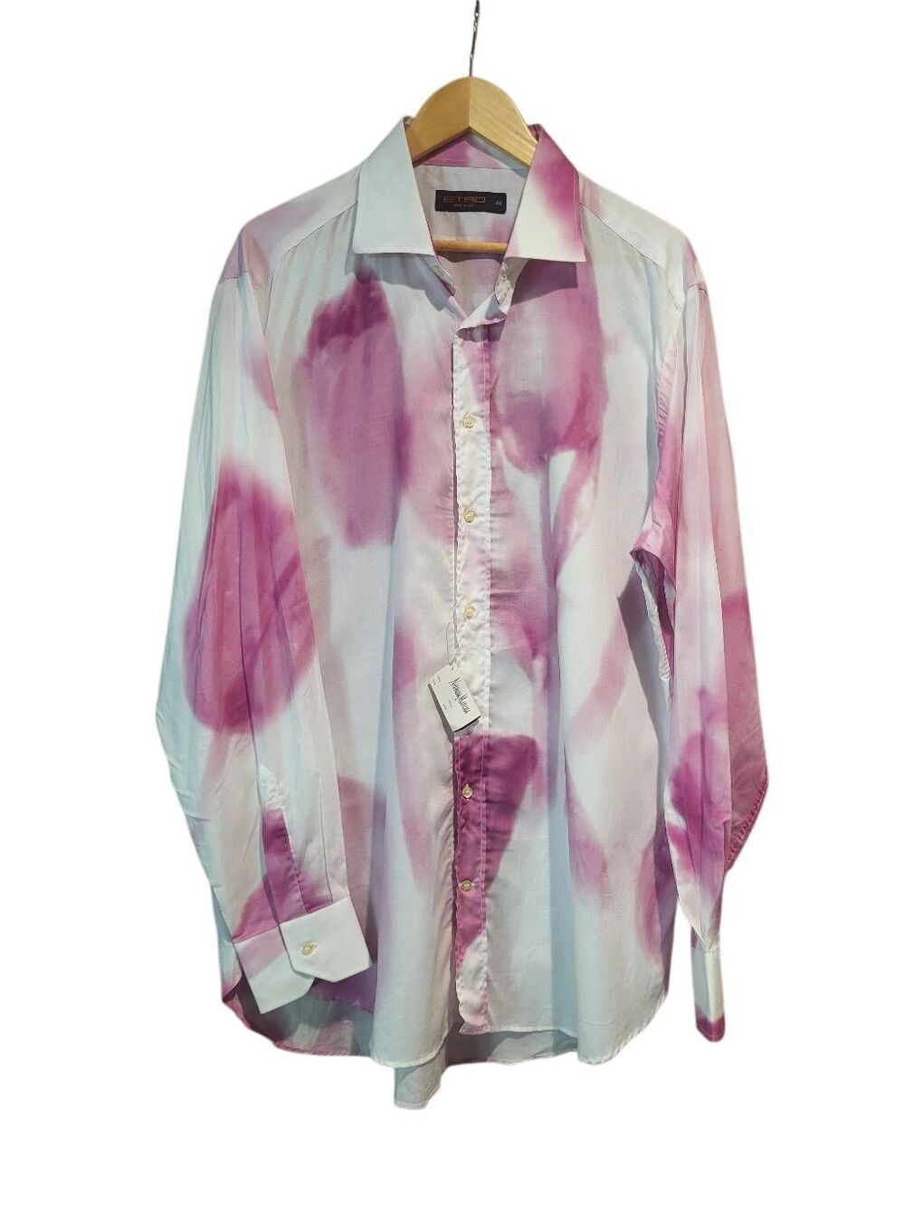 NWT Etro Shirt Men's Large Tie Dye Watercolor Cotton Vintage Art Statement